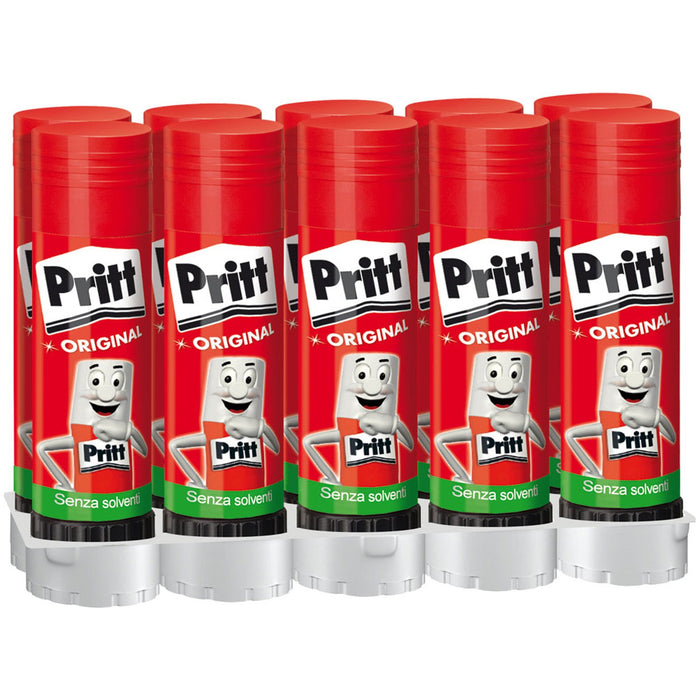 Pritt Colla Stick 43g - Colla per bambini sicura e affidabile - colla Pritt per lavoretti e fai da te con una tenuta forte per uso scuola e ufficio - Confezioni da 10 pezzi - B-Better Shop