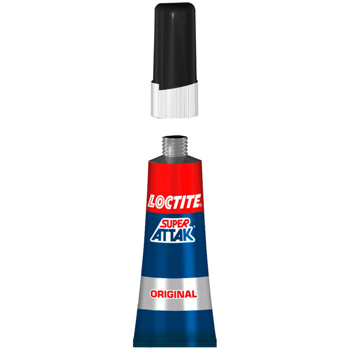 Loctite Super Attak Original - Colla liquida trasparente con tripla resistenza e istantanea - colla resistente per gomma, metallo, ceramica, legno, cuoio, pelle - 1x3g - B-Better Shop