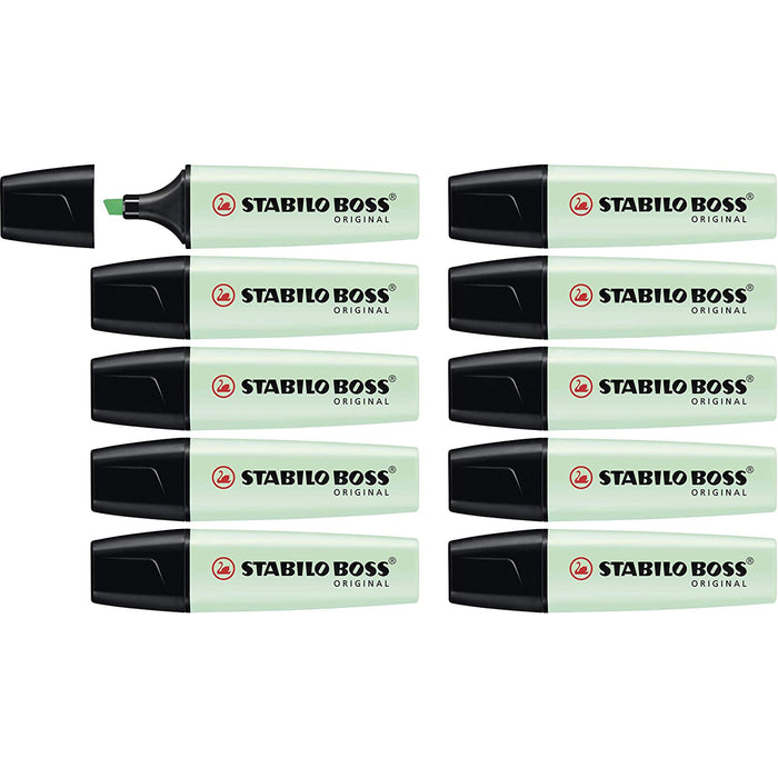 Evidenziatore - STABILO BOSS ORIGINAL Pastel - Confezione da 10 - Verde Menta - B-Better Shop