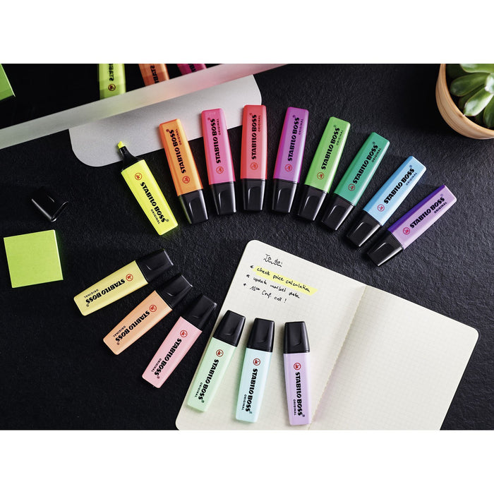 Evidenziatore - STABILO BOSS ORIGINAL Pastel - Confezione da 10 - Fior di Ciliegio - B-Better Shop